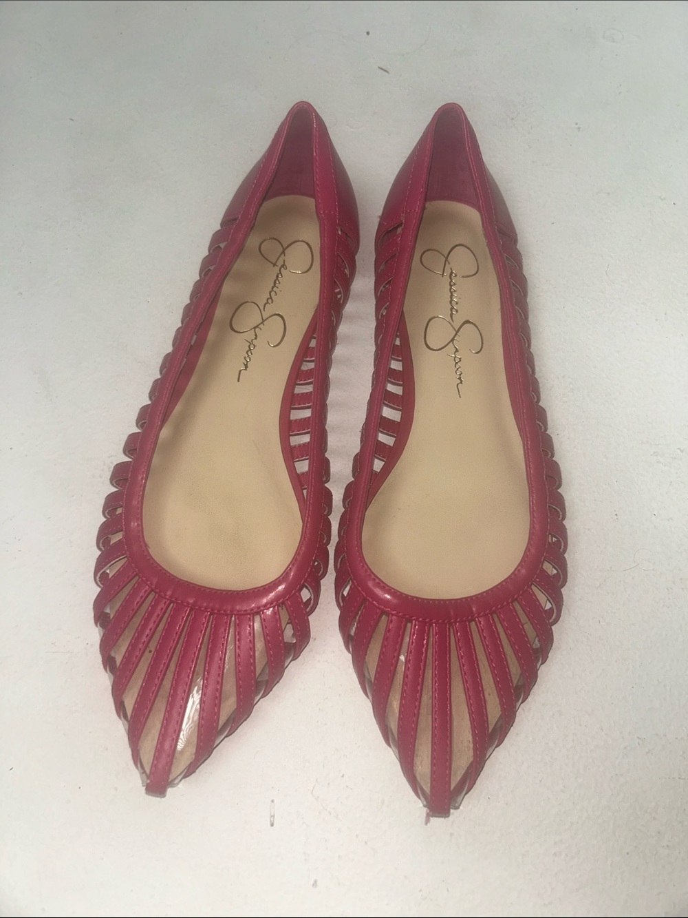 Jessica Simpson Fuchsia Cutout Pointed-Toe Flats